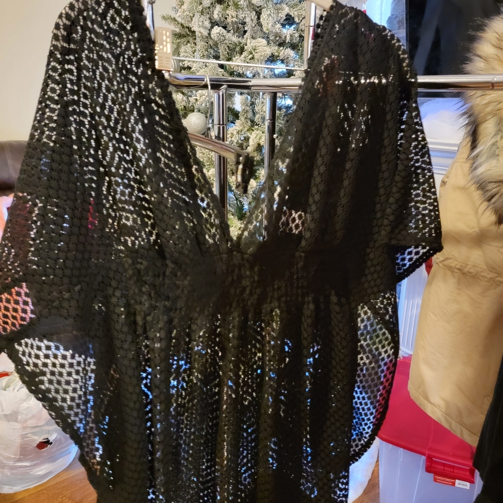 BEACH sheer cover up with massive elastic band!!